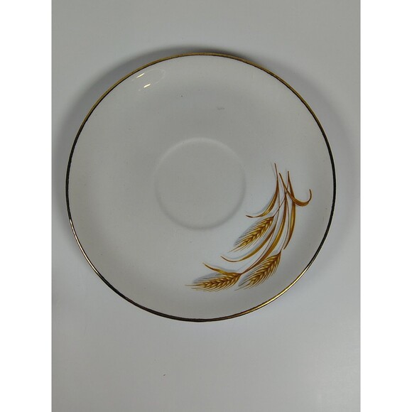 Vtg Homer Laughlin Golden Wheat Cup and Saucer Set 50's Cream 22K Gold Trim - Picture 2 of 10